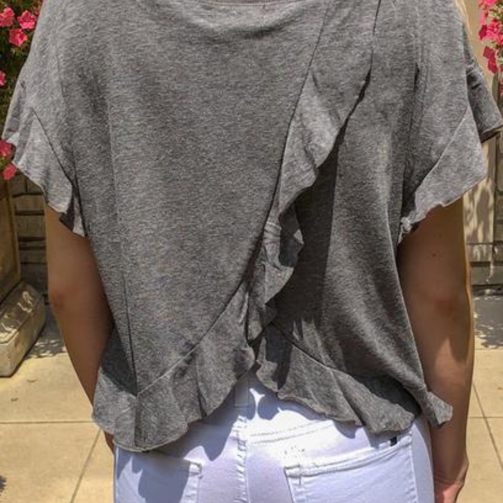 Grey Ruffle Layered Tee - Picture 5 of 8